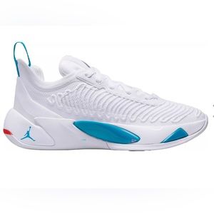 Jordan Luka  White/Blue/Neon Turquoise" Grade School Kids' Basketball Shoe 5.5Y